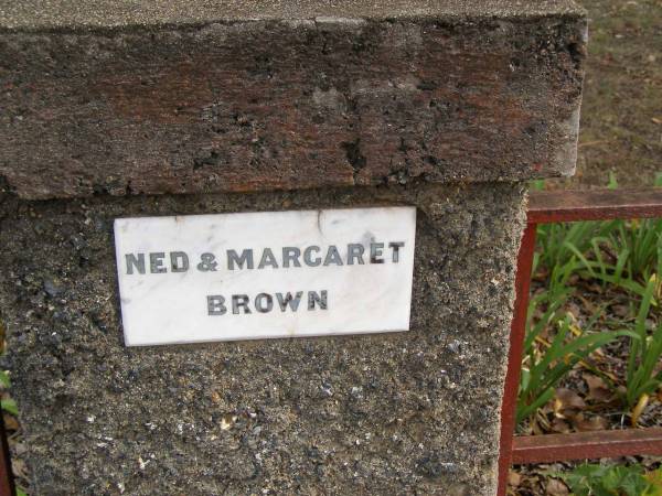 Ned [Edward?] & Margaret BROWN;  | Crows Nest Methodist Pioneer Wall, Crows Nest Shire  | 