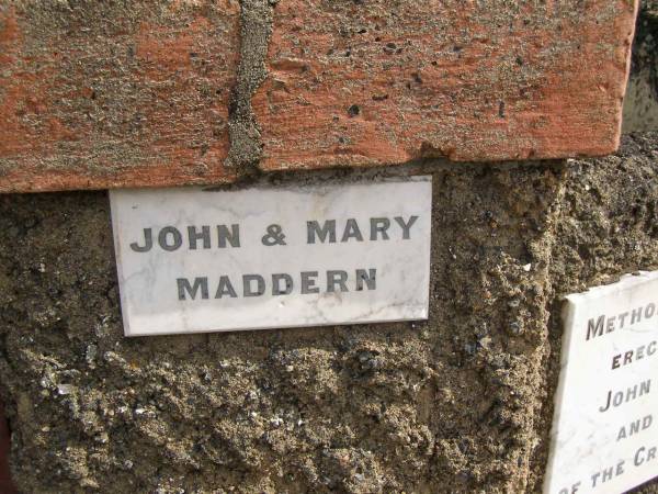 John & Mary MADDERN;  | Crows Nest Methodist Pioneer Wall, Crows Nest Shire  | 