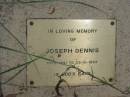 Joseph DENNIS, 10-5-1891 - 23-5-1953; Dennis Family Cemetery, Daisy Hill, Logan City 