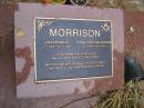 
Valerie Mavis MORRISON
b: 1 Jul 1925
d: 13 Nov 2005

Ronald William Andrew MORRISON
b: 8 Mar 1925
d: 30 Sep 2007

parents of Errol, Carolyn

Diddillibah Cemetery, Maroochy Shire

