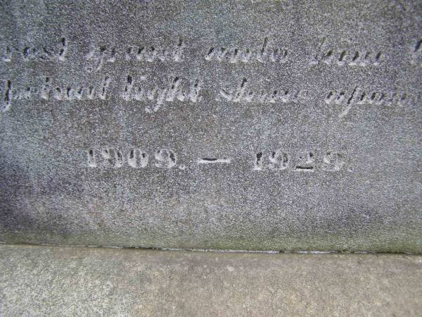 Leonard Francis KLEIN,  | 1909 - 1929,  | accidentally killed 12 April 1929;  | Douglas Catholic cemetery, Crows Nest Shire  | 