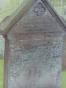 
Janet MacINTOSH
d: 2 Feb 1879 aged 27 at Tundergarth house
wife of John SANDERS

John SANDERS
d: 24 Sep 1896 aged 55, at Old Free Church manse, Lockerbie
draper

George Donald Cowan SANDERS
d: 27 May 1899 aged 24 at 24 Livingstone Place, Lockerbie
second son of above

Cemetery of Dryfesdale Parish Church, Lockerbie, Dumfriesshire, Scotland


