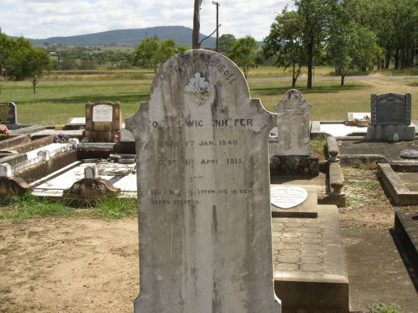 Johann WICKENHOFER,  | born 7 Jan 1840,  | died 21 April 1915;  | Dugandan Trinity Lutheran cemetery, Boonah Shire  | 