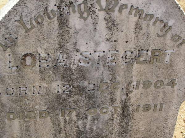 Lora STEGERT,  | born 12 Dec 1904,  | died 17 Oct 1911;  | Dugandan Trinity Lutheran cemetery, Boonah Shire  | 