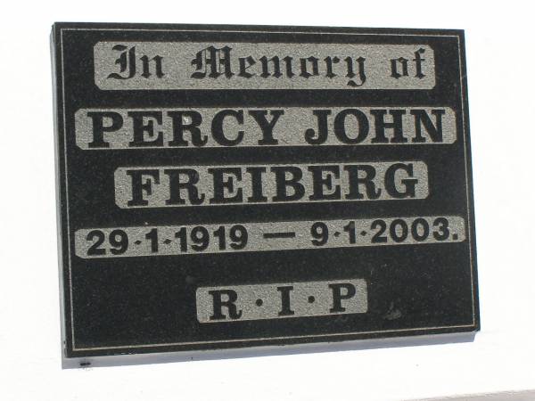 Percy John FREIBERG,  | 29-1-1919 - 9-1-2003;  | Dugandan Trinity Lutheran cemetery, Boonah Shire  | 