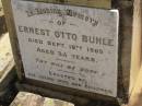 Ernest Otto BUHLE, died 16 Sept 1909 aged 35 years, erected by wife & children; Dugandan Trinity Lutheran cemetery, Boonah Shire 