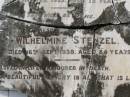 
August STENZEL,
husband of Wilhelmine STENZEL,
died 21 Feb 1923 aged 75 years;
Wilhelmine STENZEL,
died 16 Sep 1938 aged 84 years;
Dugandan Trinity Lutheran cemetery, Boonah Shire
