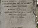 
Johann Heinrich ROJAHN,
husband father,
died 10 April 1924 aged 81 years;
Ulricke Emelie ROJAHN,
wife,
died 31 Mar 1937 aged 86 years;
Dugandan Trinity Lutheran cemetery, Boonah Shire
