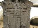 
Johanna POKARIER,
died 27 Oct 1926 aged 78 years;
Dugandan Trinity Lutheran cemetery, Boonah Shire
