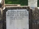 
Martha E.A. STEPHAN,
died 14 June 1941 aged 51 years;
Dugandan Trinity Lutheran cemetery, Boonah Shire
