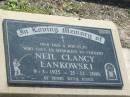 
Neil Clancy LANKOWSKI,
dad pop,
9-3-1925 - 25-12-2000;
Dugandan Trinity Lutheran cemetery, Boonah Shire
