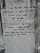 
Maria SPANN
5 May 1890, aged 42
Wilhelm SPANN
17 Mar 1921, aged 74
Eagleby Cemetery, Gold Coast City

