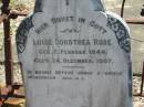 
Luise Dorothea ROSE
b: 7 Feb 1844, d: 24 Dec 1907
Eagleby Cemetery, Gold Coast City
