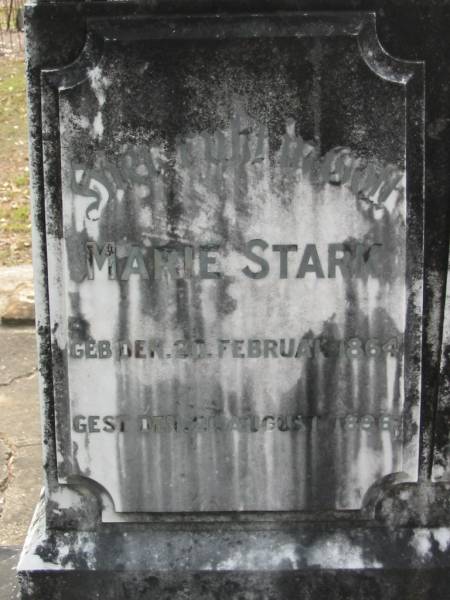 Marie STARK  | geb: 20 Feb 1864, gest: 21 Aug 1896  | Eagleby Cemetery, Gold Coast City  | 