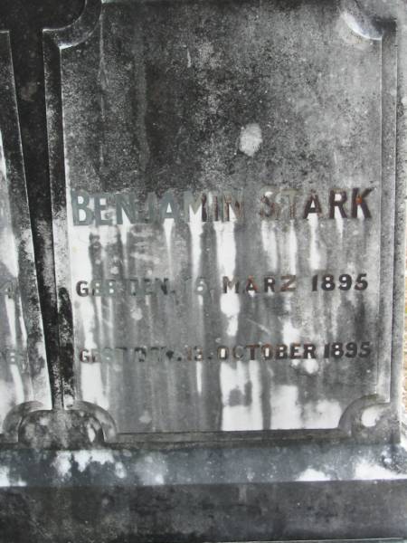 Benjamin STARK  | geb: 15 Mar 1895, gest: 13 Oct 1895  | Eagleby Cemetery, Gold Coast City  | 
