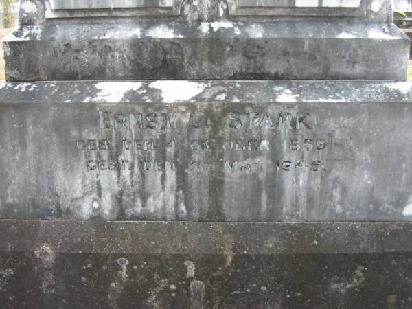 Ernst G STARK  | geb 4 Oct 1859, gest 30 May 1945  | Eagleby Cemetery, Gold Coast City  | 