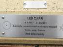 
Les CARR,
16-2-1917 - 21-8-2001,
wife Dulcie;
St Lukes Anglican Church, Ekibin, Brisbane
