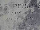 
Thomas PERKINS,
died 1 January 1912 aged 80 years;
Emu Creek cemetery, Crows Nest Shire
