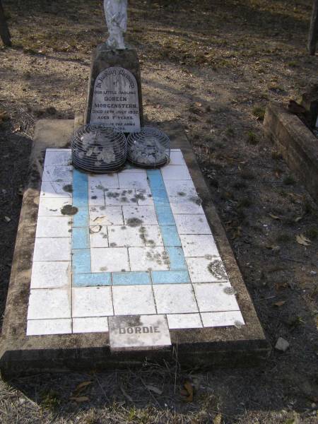 Doreen (Dordie) MORGENSTERN,  | died 12 July 1937 aged 7 years;  | Emu Creek cemetery, Crows Nest Shire  | 