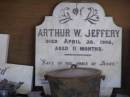 
Headstone of Arthur W. JEFFERY,
(d: 26 Apr 1906, aged 11 mths)
removed from Eucla cemetery, now in Eucla museum,
Eyre Highway,
Western Australia
