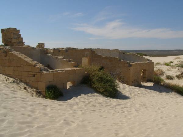 The old Eucla Telegraph Station gradually  | getting overrun by the sand dunes,  | Eucla willage,  | Nullarbor Plain,  | Eyre Highway,  | Western Australia  | 