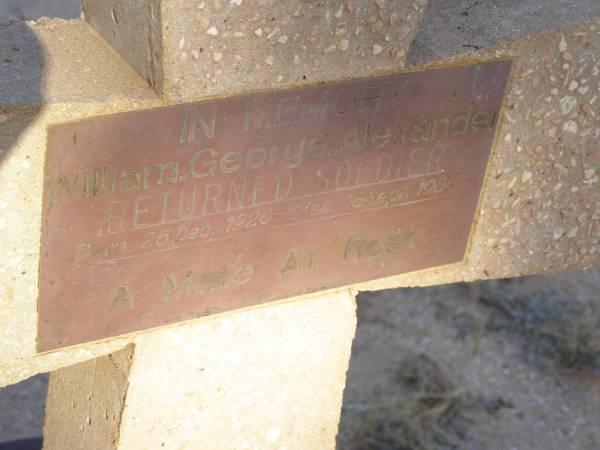 William George ALEXANDER  | b: 26 Dec 1920  | d: 16 Sep 1984  |   | Exmouth Cemetery, WA  | 