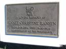 Sinnet Christine HANSEN, born 3-5-1834 died 28-10-1920; Fernvale General Cemetery, Esk Shire 