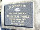 Malcolm POOLE, brother, died 1937 aged 4 years; Fernvale General Cemetery, Esk Shire 