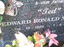 (Ted) Edward Ronald SCHMIDT, husband father, 16-10-1925 - 1-5-2004; Fernvale General Cemetery, Esk Shire 