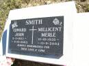 
Edward John SMITH,
5-3-1932 - 5-10-2003;
Millicent Merle SMITH,
15-10-1932 - 13-9-2003;
Fernvale General Cemetery, Esk Shire
