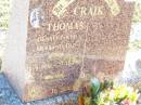 Thomas CRAIK, husband dad pop, 28-6-1936 - 23-11-2000; Fernvale General Cemetery, Esk Shire 