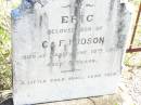 
Eric, son of C. & F. HUDSON,
died at Manly 10 June 1912 aged 5 years;
John HOLDEN, father,
died 20 Sept 1911 aged 67 years;
Forest Hill Cemetery, Laidley Shire
