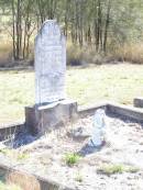 
Inga JORGENSEN,
wife of Martin JORGENSEN,
died 5 July 1911 aged 70 years;
Martin JORGENSEN, father,
died 29 March 1916 aged 69 years;
Forest Hill Cemetery, Laidley Shire
