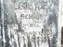 
children;
Stanley Otto SCHAD,
died 27 April 1922 aged 1 year;
Elsie May SCHAD,
died 31 Dec 1927 aged 11 years 7 months;
Forest Hill Cemetery, Laidley Shire
