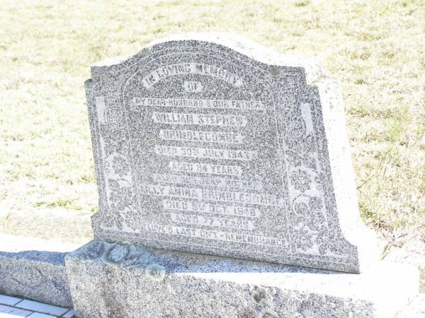 William Stephen BRIMBLECOMBE, husband father,  | died 30 July 1943 aged 84 years;  | Lilly Amina BRIMBLECOMBE, mother,  | died 5 Oct 1948 aged 77 years;  | Forest Hill Cemetery, Laidley Shire  |   | 