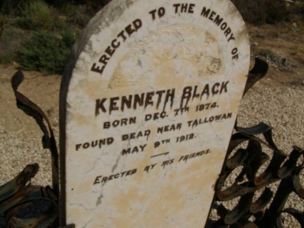Kenneth BLACK,  | (b: 7 Dec 1874, d: 9 May 1912)  | Fowlers Bay cemetery, South Australia  | 