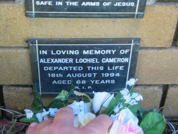 Alexander Lochiel CAMERON  | 18 Aug 1994  | aged 68  |   | The Gap Uniting Church, Brisbane  | 