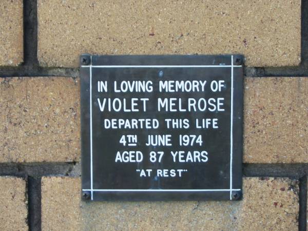 Violet MELROSE  | 4 Jun 1974  | aged 87  |   | The Gap Uniting Church, Brisbane  | 