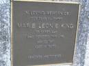 
Marie Leonie KING, daughter,
died 23 May 1947 aged 19 years;
Gheerulla cemetery, Maroochy Shire
