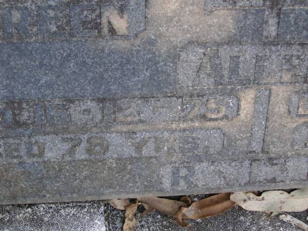 Margaret Doreen ALLEN,  | died 16-12-75 aged 79 years;  | Henry Jobe ALLEN,  | died 14-3-76 aged 85 years;  | Gheerulla cemetery, Maroochy Shire  | 