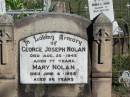 
George Joseph NOLAN; 25 Aug 1945; aged 77
Mary NOLAN; 4 Jun 1958; aged 86
Glamorgan Vale Cemetery, Esk Shire
