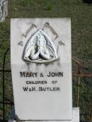 
Mary & John, children of W. & H. BUTLER;
Glamorgan Vale Cemetery, Esk Shire
