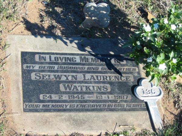 Selwyn Laurence WATKINS; b: 24 Feb 1945; d: 19 Jan 1987  | Glamorgan Vale Cemetery, Esk Shire  | 