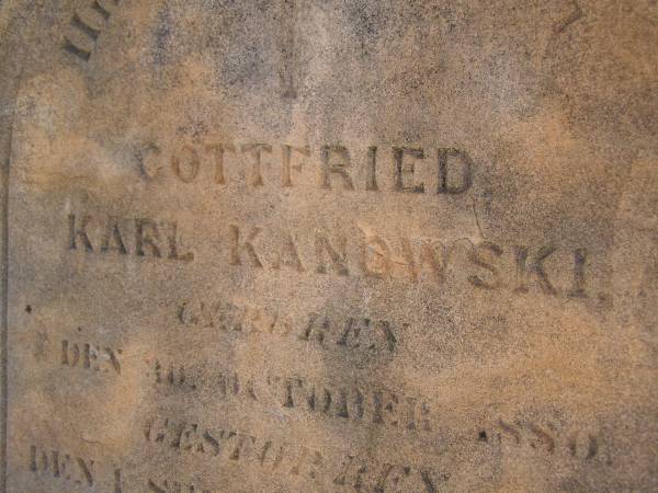 Gottfried Karl KANOWSKI,  | born 30 Oct 1880,  | died 1 Sept 1896;  | Glencoe Bethlehem Lutheran cemetery, Rosalie Shire  | 