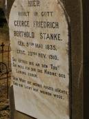 George Friedrich Berthold STANKE, born 9 May 1835, died 23 Nov 1910; Glencoe Bethlehem Lutheran cemetery, Rosalie Shire 