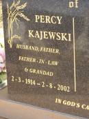 Percy KAJEWSKI, husband father father-in-law grandad, 2-3-1914 - 2-8-2002; Glencoe Bethlehem Lutheran cemetery, Rosalie Shire 