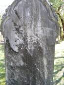 
Terence DOYLE,
died 8 March 1889 aged 62 years,
erected by wife M. DOYLE;
Gleneagle Catholic cemetery, Beaudesert Shire
