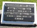 
John Vincent SHAY,
30-12-1895 - 2-2-1958;
Marie Eugenie (Molly) SHAY,
15-5-1895 - 22-3-1997;
Gleneagle Catholic cemetery, Beaudesert Shire

