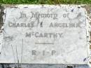 
Charles & Angelina MCCARTHY;
Gleneagle Catholic cemetery, Beaudesert Shire
