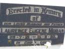 
Laurence Eugene MORAN, husband father,
29-7-21 - 15-6-90;
Gleneagle Catholic cemetery, Beaudesert Shire
